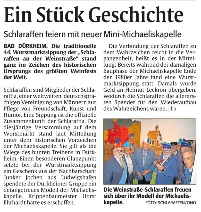 Ein Zeitungsartikel in der Rheinpfalz